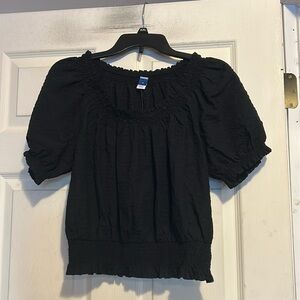Old Navy Black Puff Sleeve Top Size Medium